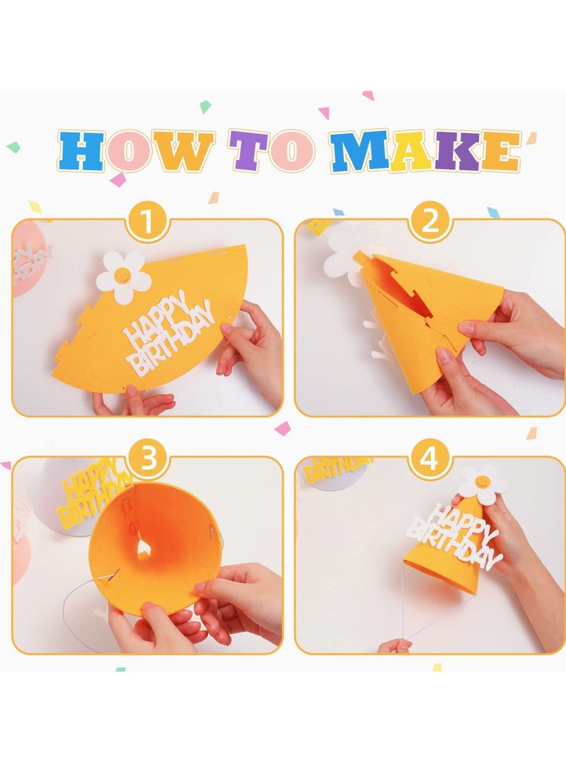 Excefore Birthday Hats, 10 Pcs of Daisy Birthday Hats, Daisy Birthday Party Decorations, Cone Party Hats for Birthday, DIY Crafts for Group Activities, Games - Image 4