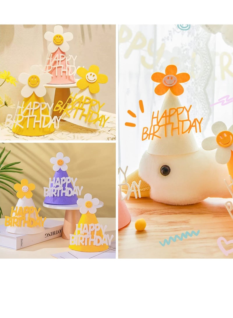 Excefore Birthday Hats, 10 Pcs of Daisy Birthday Hats, Daisy Birthday Party Decorations, Cone Party Hats for Birthday, DIY Crafts for Group Activities, Games - Image 2