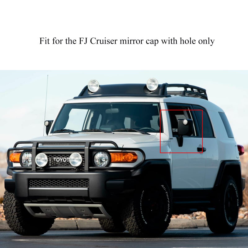 Yipmotiv A Pair Black Car Mirror Caps for Toyota FJ Cruiser XJ10 TRD Off Road 2007 2008-2019 2020 2021 2022, FJ Side Rearview Cover, Tape Installation - Image 4