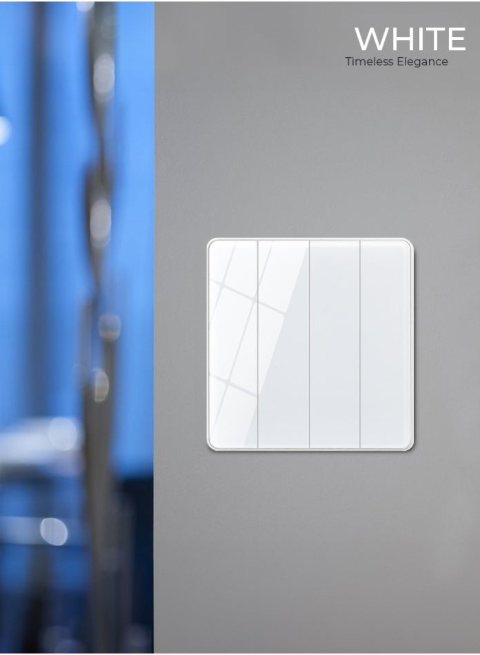 Vmax 4-Gang 2-Way Plate Switch – Modern Square Design, Smooth Quad Control, Durable & Easy Install Wall Switch (WHITE) - Image 2