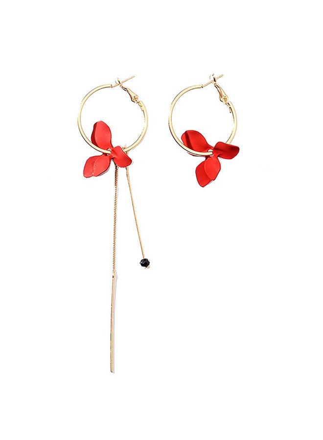 NIBEMINENT Alloy Flower Leaf Asymmetric Circle Shape Hoop Earings 