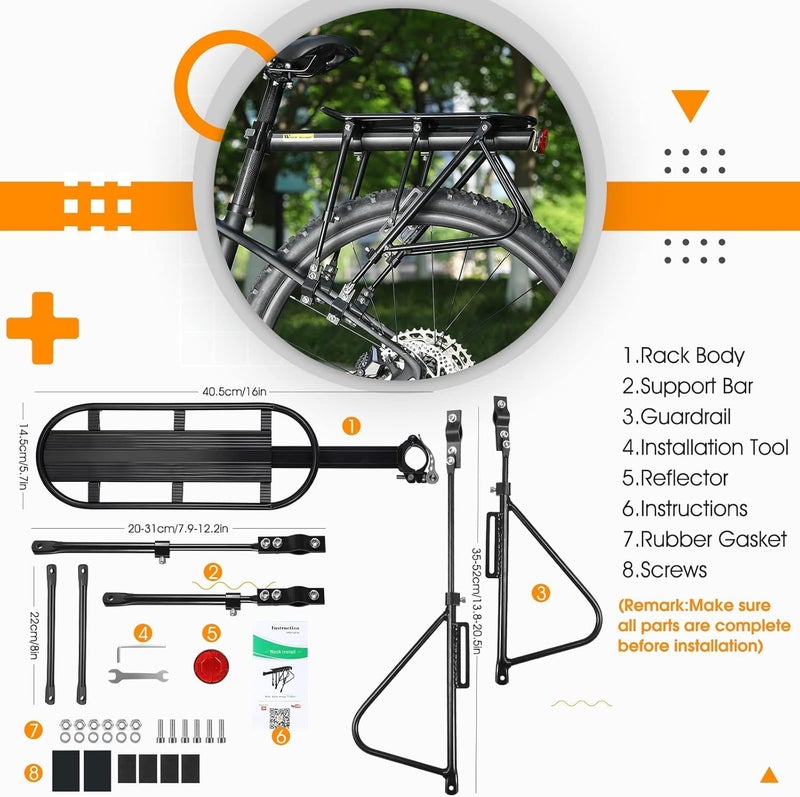 West Biking Adjustable Bike Carrier Rack - 310 LB Capacity Bicycle Luggage Cargo Rack - Image 5