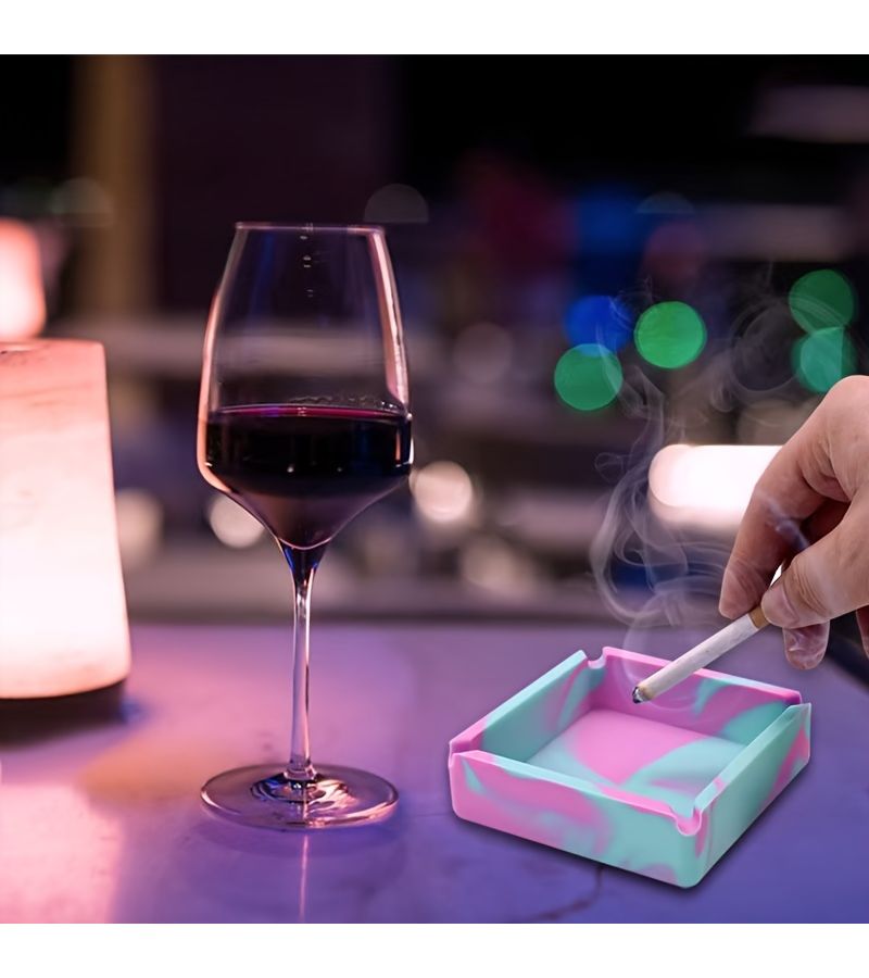 Black Silicone Square Ashtray Drop Resistant High Temperature Creative Indoor Outdoor Use - Image 2