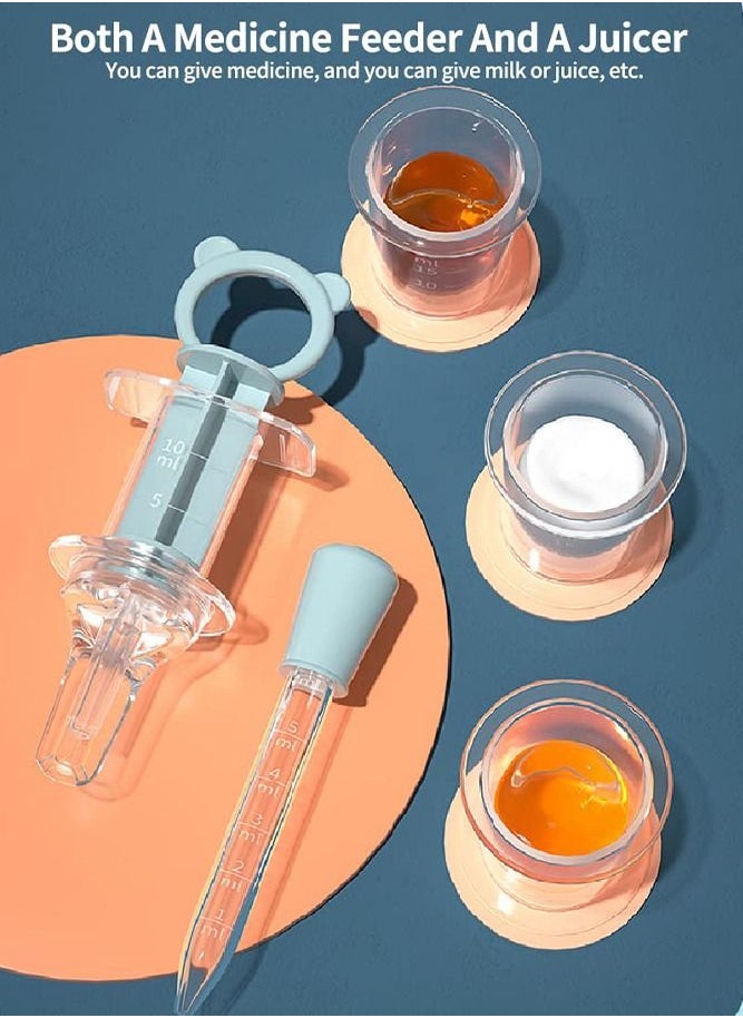 Bebiland - Baby Medicine Dispenser Kit - Oral Syringe and Pacifier for Liquid Medicine, Water, or Juice, Ideal for Babies & Toddlers (Blue) - Image 1