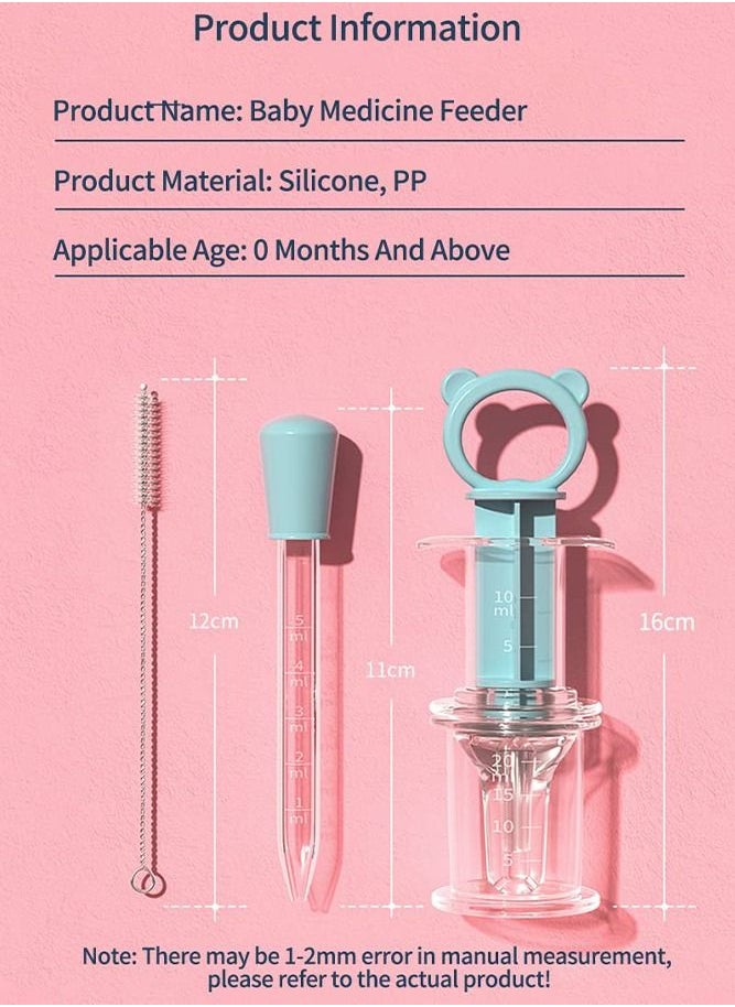 Bebiland - Baby Medicine Dispenser Kit - Oral Syringe and Pacifier for Liquid Medicine, Water, or Juice, Ideal for Babies & Toddlers (Blue) - Image 1