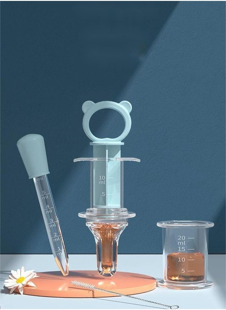 Bebiland - Baby Medicine Dispenser Kit - Oral Syringe and Pacifier for Liquid Medicine, Water, or Juice, Ideal for Babies & Toddlers (Blue) - Image 1
