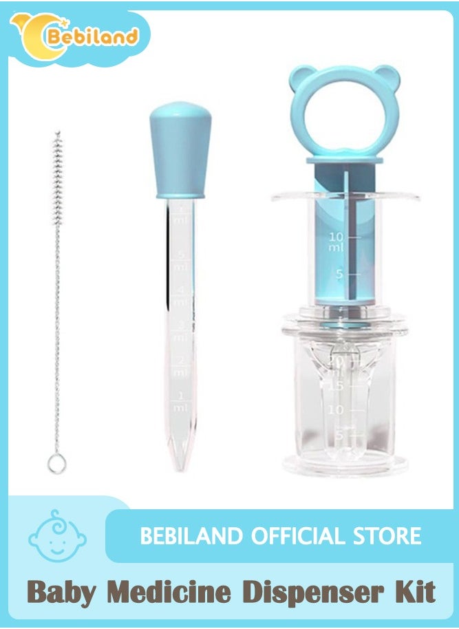 Bebiland - Baby Medicine Dispenser Kit - Oral Syringe and Pacifier for Liquid Medicine, Water, or Juice, Ideal for Babies & Toddlers (Blue) - Image 1