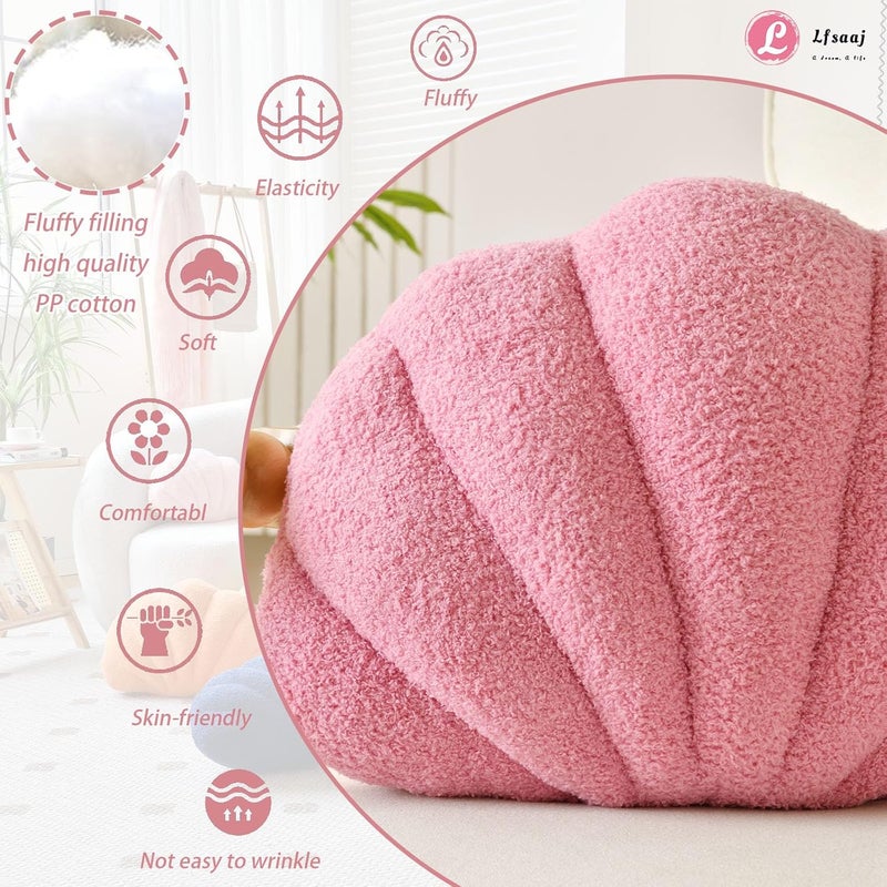 Lfsaaj Seashell Throw Pillows, Shell Shaped Throw Pillows, Soft Home Decorative Pillow Plush Cushion for Bed Couch Living Sofa Room Decor Accent Throw Pillow (13x10 Inch, Pink Purple) - Image 2