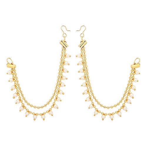 Jwellmart Indian Bollywood Gold Plated Faux Pearl Ear Chains for Earring support Traditional Jewelry - Image 1