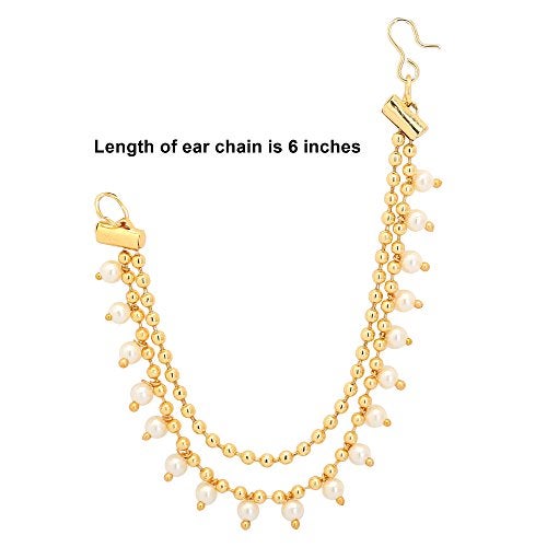 Jwellmart Indian Bollywood Gold Plated Faux Pearl Ear Chains for Earring support Traditional Jewelry - Image 4