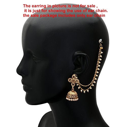 Jwellmart Indian Bollywood Gold Plated Faux Pearl Ear Chains for Earring support Traditional Jewelry - Image 5