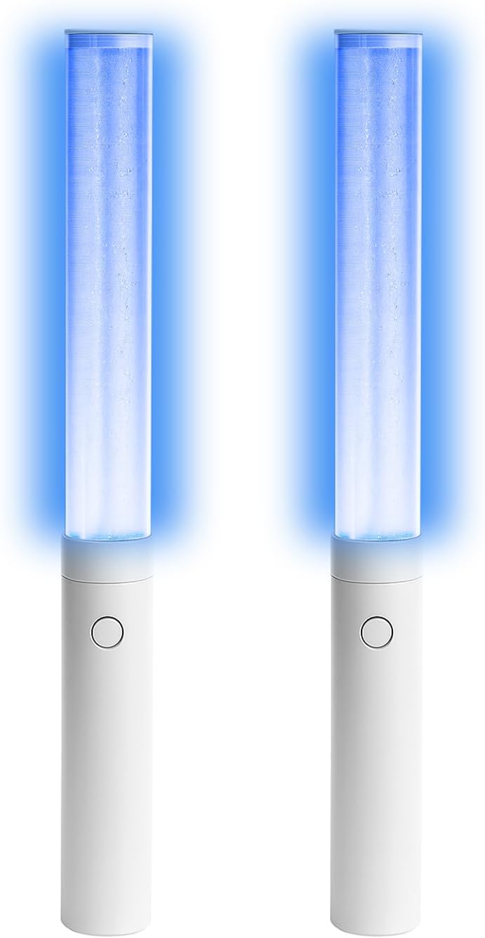 OMTLED LED Glow Sticks Reusable Glow Party Favor Supplies Multicolor Light Up Stick Idol Concert LED Flashing Bright Glow Lightsticks for Wedding, Birthday, Raves, Concert, Halloween, Christmas (White-2Pack) - Image 1
