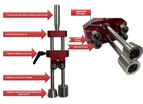 NyVoozy Professional Sheet Metal Roller Bender Tool, Red Aluminum Frame, 0-90 Degree Angle Adjustment, Standing Seam Roofing Edge Bender with 6 Rollers - Image 2
