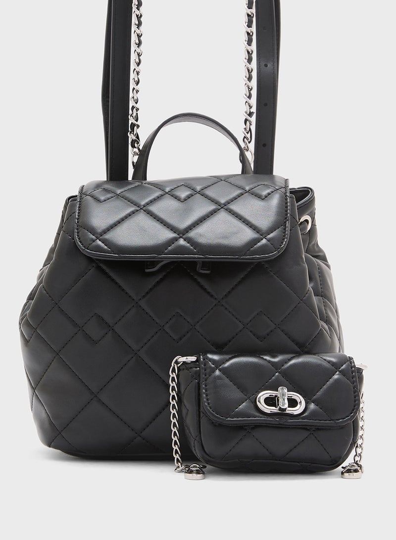 Ginger 2 In 1 Quilted Backpack With Crossbody Pouch  - Image 4