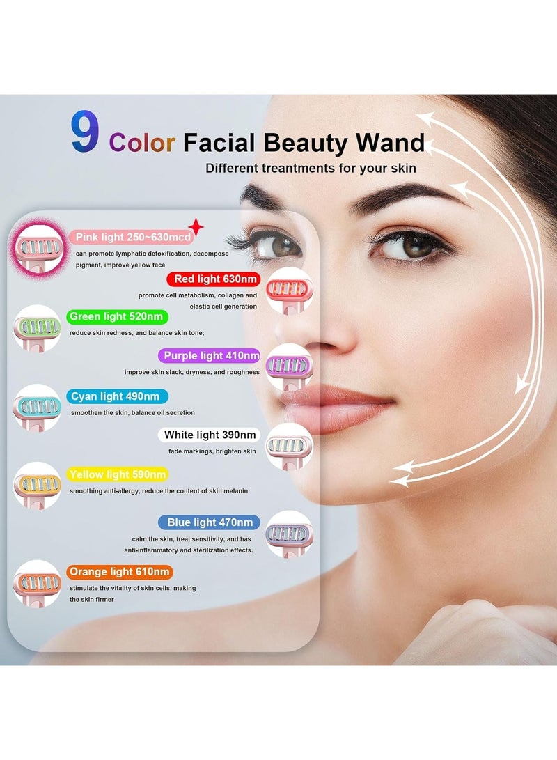 general Light Therapy Massager, Red Light Massager for Face, Eyes and Neck, Rechargeable LED Facial Light Therapy 9 Colours Eye Beauty Facial Massager for Skin Rejuvenation at Home - Image 2