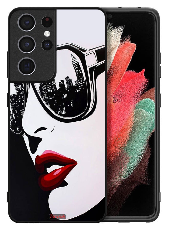 Tolwak Samsung Galaxy S21 Ultra 5G Protective Case Cover Girl Face Abstract Art - Image 2