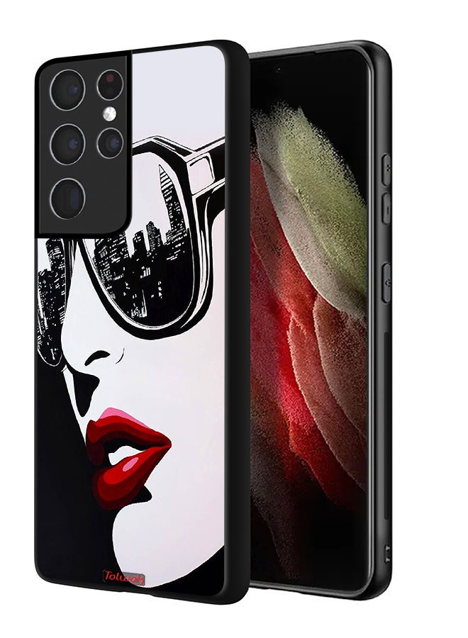 Tolwak Samsung Galaxy S21 Ultra 5G Protective Case Cover Girl Face Abstract Art - Image 1