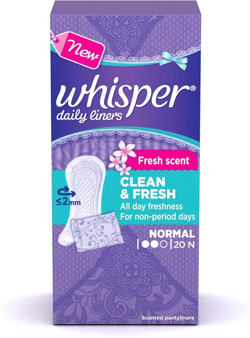 Whisper Whisper Daily Liners Clean & Fresh Normal 20N - India