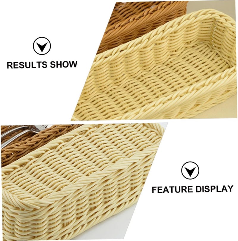 Plastic Rattan Woven Cutlery Storage Basket Tableware Holder Chopsticks Organizer for Kitchen Drawer Cabinet Flatware Container Home Dining - Image 3