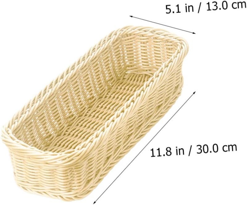 Plastic Rattan Woven Cutlery Storage Basket Tableware Holder Chopsticks Organizer for Kitchen Drawer Cabinet Flatware Container Home Dining - Image 2