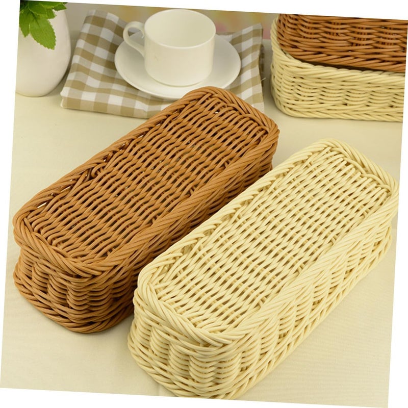 Plastic Rattan Woven Cutlery Storage Basket Tableware Holder Chopsticks Organizer for Kitchen Drawer Cabinet Flatware Container Home Dining - Image 4
