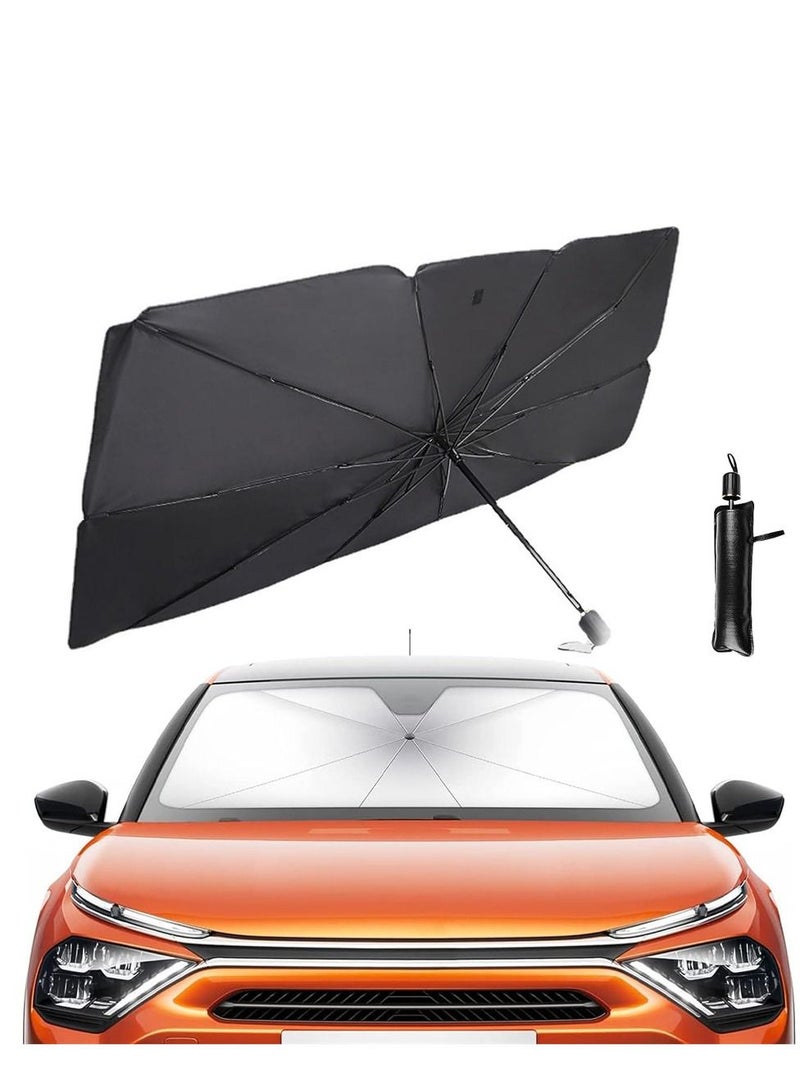 Car Umbrella 140x80CM Sun Shade Cover, Foldable Sun Shades Car Block Heat UV Rays Sun Visor Protector Fit for Most SUV Car Windshield - Image 1