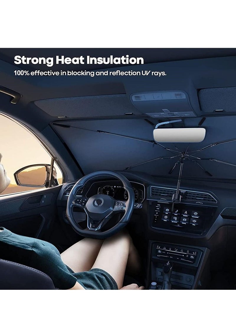 Car Umbrella 140x80CM Sun Shade Cover, Foldable Sun Shades Car Block Heat UV Rays Sun Visor Protector Fit for Most SUV Car Windshield - Image 4