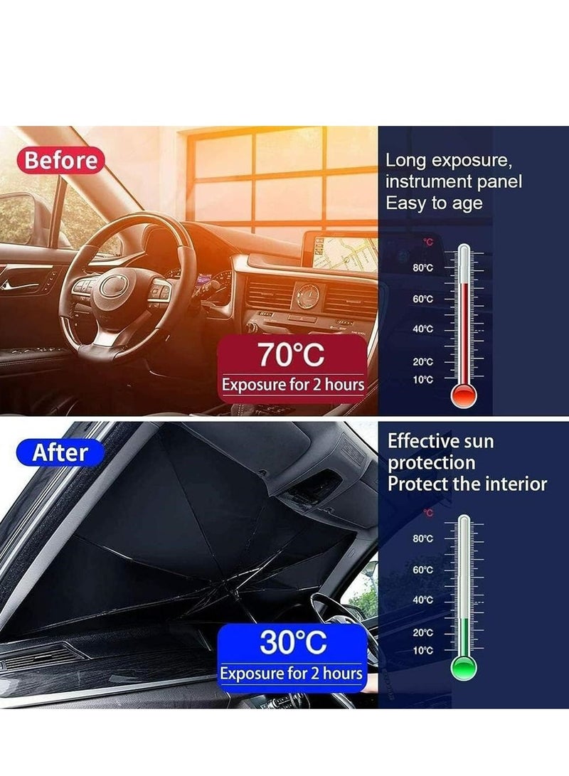 Car Umbrella 140x80CM Sun Shade Cover, Foldable Sun Shades Car Block Heat UV Rays Sun Visor Protector Fit for Most SUV Car Windshield - Image 5