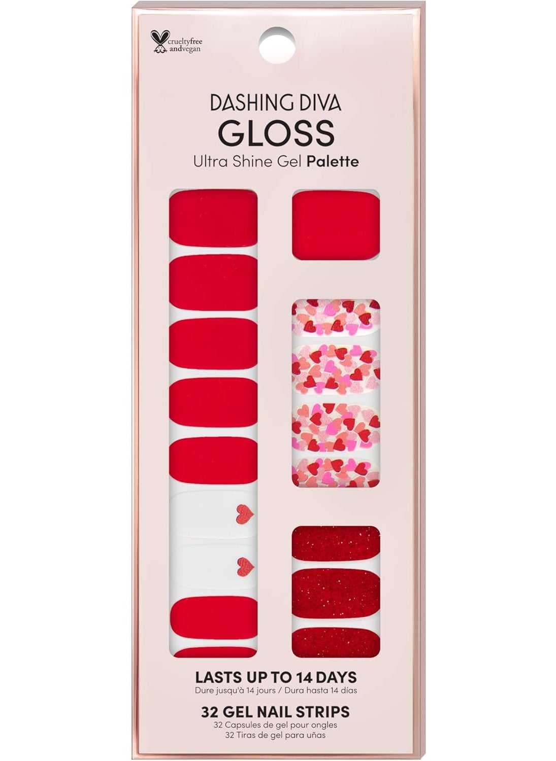 DASHING DIVA Dashing Diva Gloss Nail Strips - Girl Crush | UV Free, Chip Resistant, Long Lasting Gel Nail Stickers | Contains 32 Nail Wraps, 1 Prep Pad, 1 Nail File 