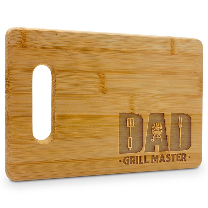 On The Rox On The Rox Gifts for Dad  Grill Master Cutting Board 9x6 Personalized Men Engraved Bamboo FathersPapaStepdad Best Ever BirthdayFathers Day GiftWhite