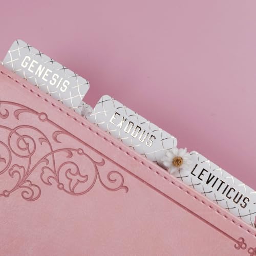 UPAFEXXI-Laminated Bible Tabs (Gold Foil Embossed Lettering), Bible Tabs for Women and Men, Reposition Large Print Stickers, Easy to Read and Apply, 80Chapters Labels for Easy Navigation(White) - Image 2