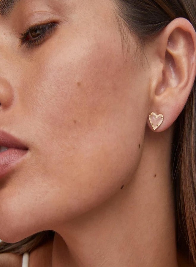 كيندرا سكوت أقراط كيندرا سكوت آري هارت المرصعة، مصنوعة من النحاس المطلي بالذهب عيار 14 قيراطًا، مرصعة بحجر الكوارتز الوردي، مجوهرات عصرية للنساء - Image 4