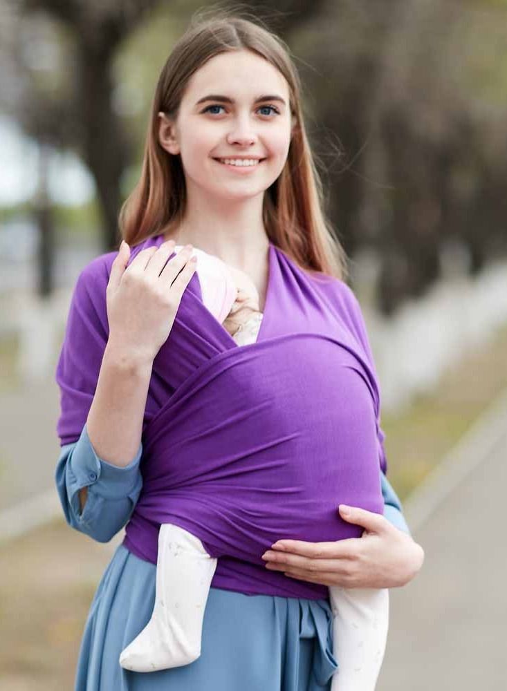 Loquat Baby Sling Wrap Carrier Soothing Stretchy Breathable Ergonomic Newborn To Toddler Purple 