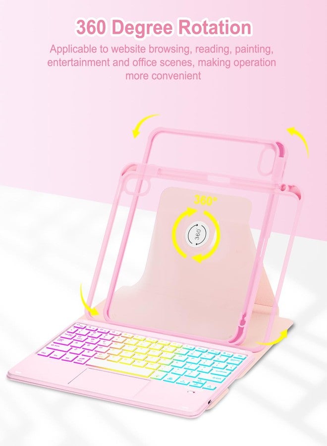 MePadKey Touchpad Keyboard Case for iPad (A16) 11th 10th Generation, 360 Rotation Cover with Pencil Holder Wireless Backlit Detachable Keypad for iPad 11 inch 2025/10 Gen 10.9" 2022 Pink - Image 5