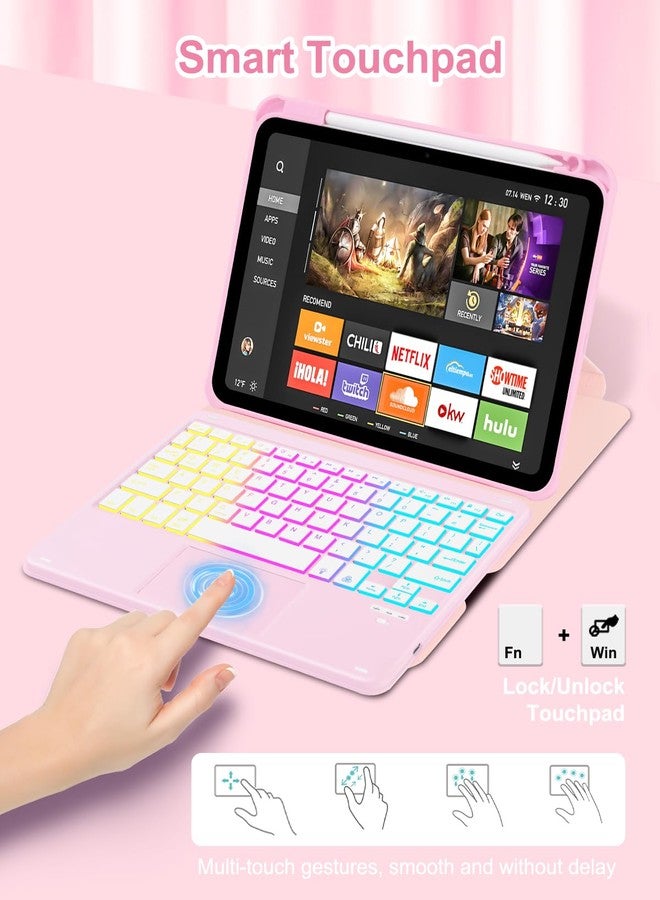 MePadKey Touchpad Keyboard Case for iPad (A16) 11th 10th Generation, 360 Rotation Cover with Pencil Holder Wireless Backlit Detachable Keypad for iPad 11 inch 2025/10 Gen 10.9" 2022 Pink - Image 4