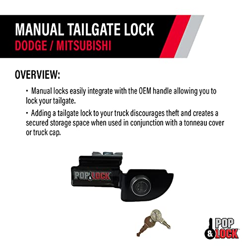 Pop & Lock - PL3600 Black Manual Tailgate Lock for Dodge Dakota and Mitsubishi Raider - Image 4