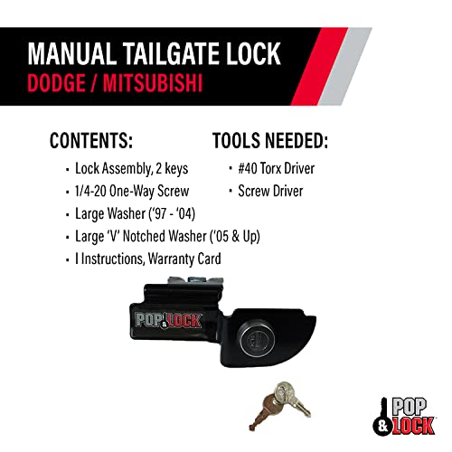 Pop & Lock - PL3600 Black Manual Tailgate Lock for Dodge Dakota and Mitsubishi Raider - Image 5