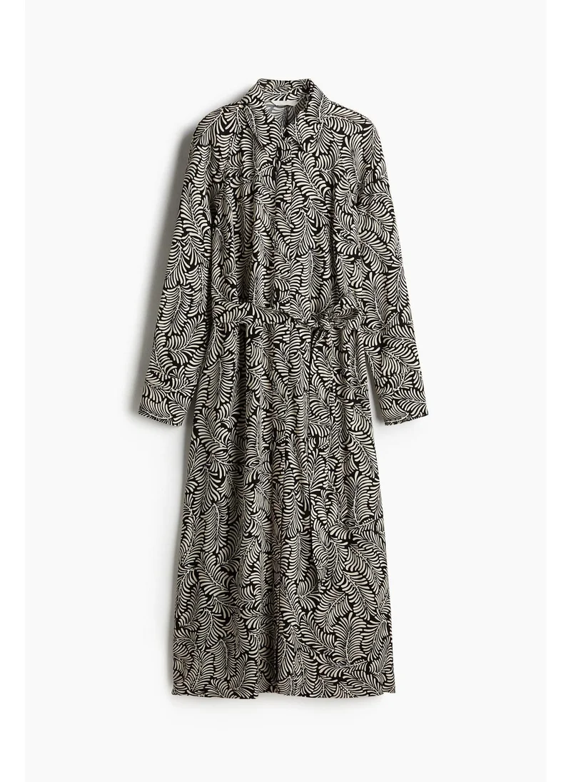 اتش اند ام Tie-belt viscose shirt dress