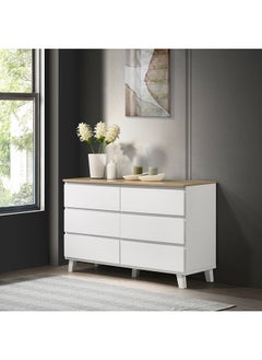 Home Box Kulltorp Plus 6-Drawer Double Dresser | Dressing Table | Vanity Table | Makeup Table With Legs And Without Mirror White/Beige 40 x 74.1 x 120.2 cm  - Image 1