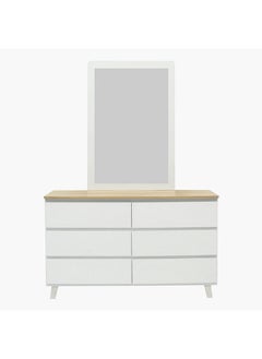 Home Box Kulltorp Plus 6-Drawer Double Dresser | Dressing Table | Vanity Table | Makeup Table With Legs And Without Mirror White/Beige 40 x 74.1 x 120.2 cm  - Image 3