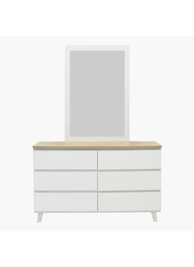 Home Box - Kulltorp Plus 6-Drawer Double Dresser | Dressing Table | Vanity Table | Makeup Table With Legs And Without Mirror White/Beige 40 x 74.1 x 120.2 cm - Image 1