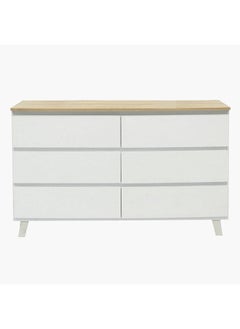 Home Box Kulltorp Plus 6-Drawer Double Dresser | Dressing Table | Vanity Table | Makeup Table With Legs And Without Mirror White/Beige 40 x 74.1 x 120.2 cm  - Image 2