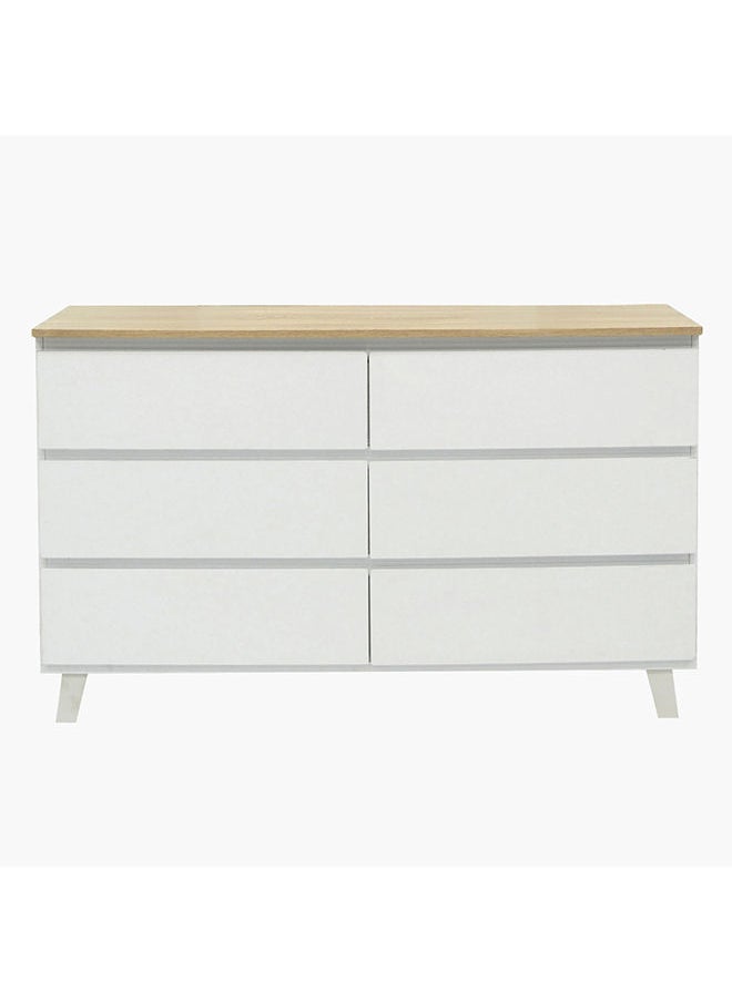 Home Box - Kulltorp Plus 6-Drawer Double Dresser | Dressing Table | Vanity Table | Makeup Table With Legs And Without Mirror White/Beige 40 x 74.1 x 120.2 cm - Image 1
