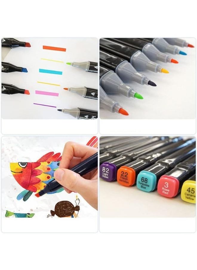 Color touch bag 60pcs felt-tip pen has two sides, thin side and thick side