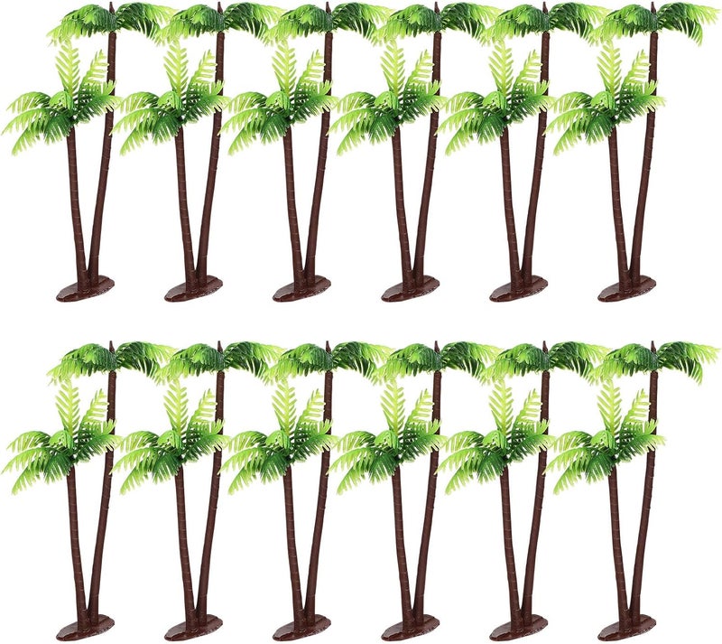 12pcs Miniature Palm Trees: Tropical Coconut Model Trees - 13 Cm/5.12 Inch Diorama Decor Train Layout Scenery Cake Toppers Architectural Sandbox Supplies - Image 1
