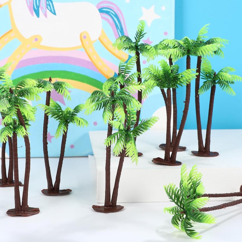 12pcs Miniature Palm Trees: Tropical Coconut Model Trees - 13 Cm/5.12 Inch Diorama Decor Train Layout Scenery Cake Toppers Architectural Sandbox Supplies - Image 4