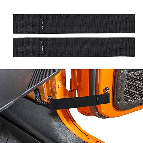 JoyTutus Door Limiting Straps Compatible with Wrangler, 2 Pack Updated Heavy Duty Strong Adjustable Door Limiting Check Strap for Wrangler CJ YJ TJ JK JKU JL JLU 1996 to 2024 Load 1000 Lb - Image 1