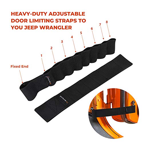 JoyTutus Door Limiting Straps Compatible with Wrangler, 2 Pack Updated Heavy Duty Strong Adjustable Door Limiting Check Strap for Wrangler CJ YJ TJ JK JKU JL JLU 1996 to 2024 Load 1000 Lb - Image 4