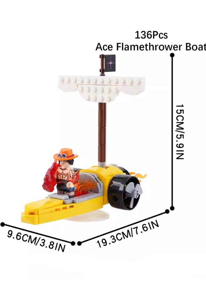 Children's Cartoon Pirate Series Small Particle Puzzle Building Blocks (Ace and flamethrower boat 136Pcs)  - Image 2