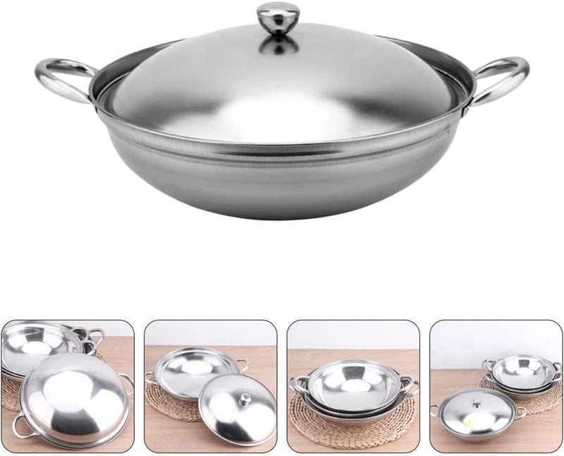 Stainless Steel Seafood Non Stick Wok Casserole Pot Cooking Wok Pot with Handle Pot,22X22X10CM - Image 3